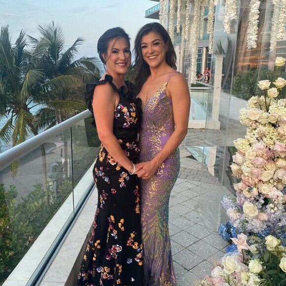 Tarik Ediz - Ruffle Trimmed Floral Sequined Gown - Picture 7 of 9